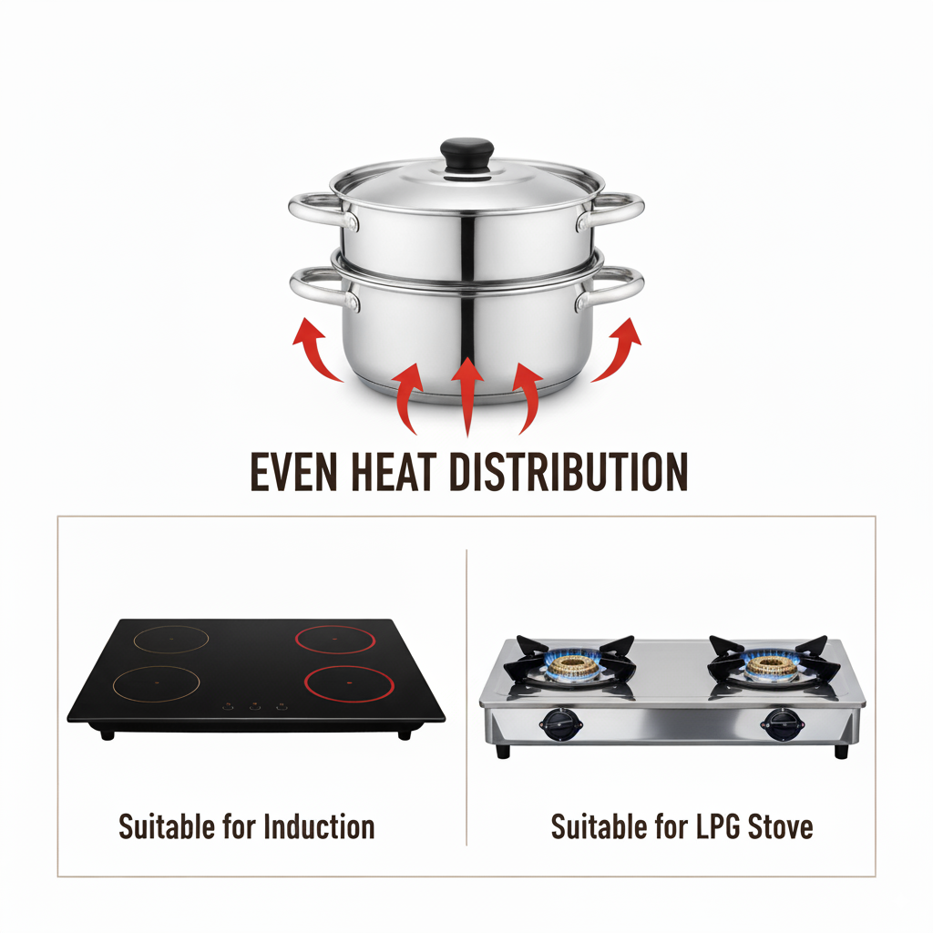 2-Tier Stainless Steel Steamer with Glass Lid