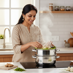 2-Tier Stainless Steel Steamer with Glass Lid