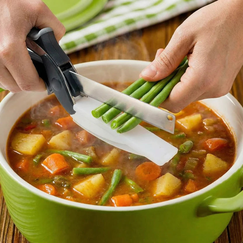 2-in-1 Clever Cutter Knife & Cutting Board Scissors & Pair of Wire Hand Dishwasher FREE WORTH of Rs 100
