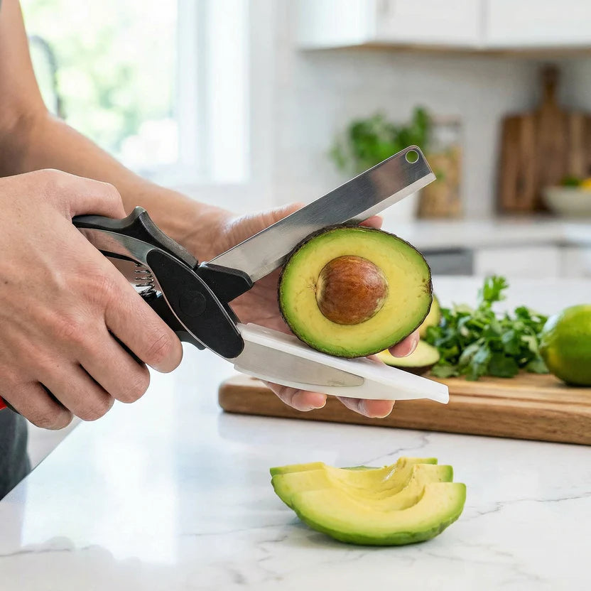 2-in-1 Clever Cutter Knife & Cutting Board Scissors & Pair of Wire Hand Dishwasher FREE WORTH of Rs 100