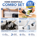 Complete Kitchen Pack (Extendable Fan Cleaning Duster + Wire Dishwashing Gloves + 2-in-1 Clever Cutter Knife + Toilet Brush)