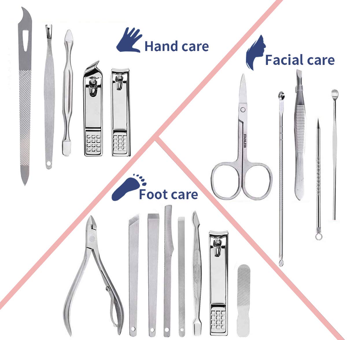 Professional 19 Pcs Stainless Steel Nail Clipper for Men & Women