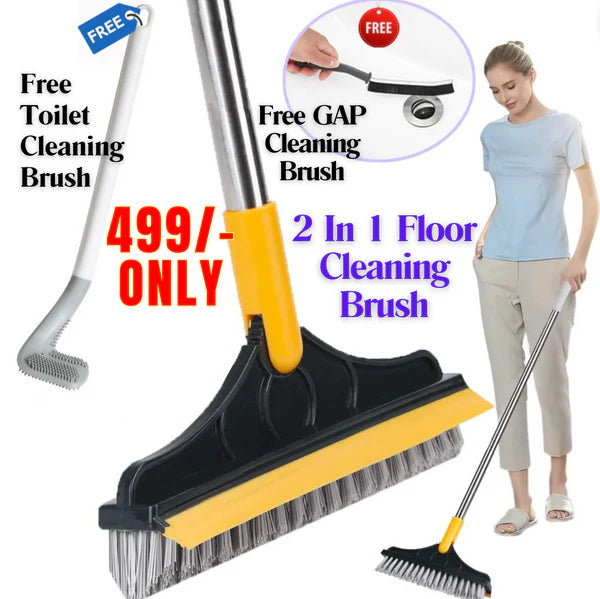 2 In 1 Floor Cleaning Brush With Soft Scraper