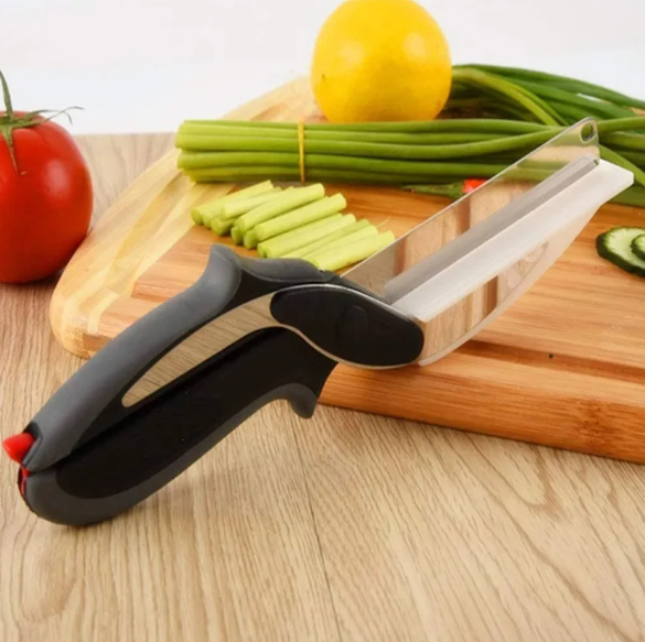 2-in-1 Clever Cutter Knife & Cutting Board Scissors & Pair of Wire Hand Dishwasher FREE WORTH of Rs 100