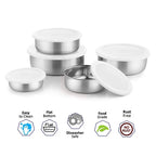 Stainless Steel Kitchen Bowl Set with Lids - Set of 5 Pcs