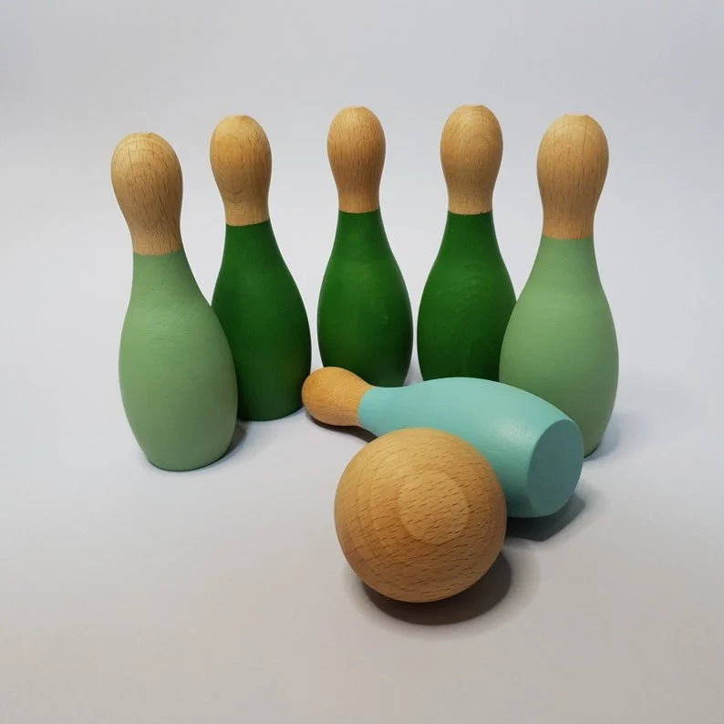 Wooden Mini Bowling Pins Set | 6 Pins & 1 Ball
