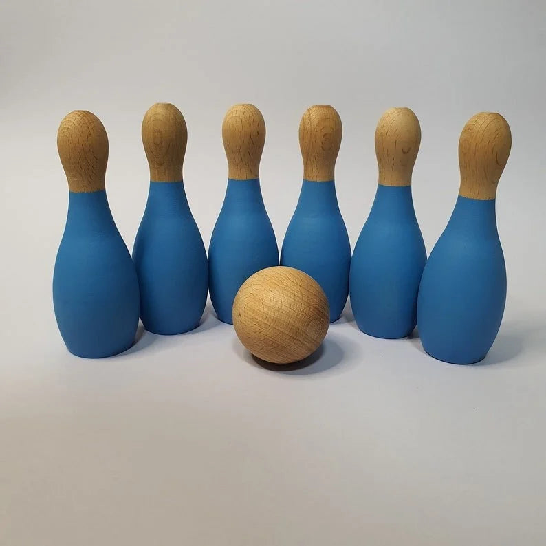 Wooden Mini Bowling Pins Set | 6 Pins & 1 Ball